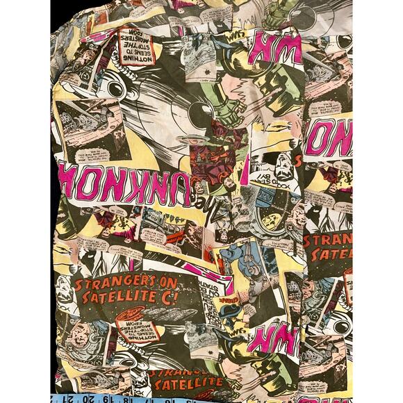 80's UNISEX SILK COMIC SHIRT 1953 JOHN BELACASTRO STRANGERS ON SATELLITE C - Picture 6 of 8